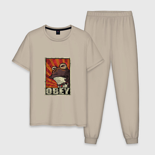 Мужская пижама Obey frog / Миндальный – фото 1