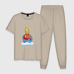 Пижама хлопковая мужская Святой пончик, цвет: миндальный