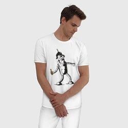 Пижама хлопковая мужская Бендер граффити, цвет: белый — фото 2