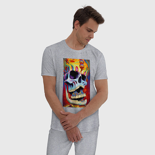 Мужская пижама Crazy skull - нейросеть - art / Меланж – фото 3