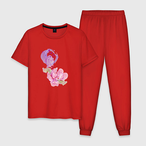 Мужская пижама Абстрактная рука и цветок / Красный – фото 1