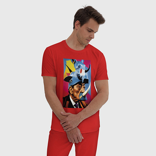 Мужская пижама Носорог Сальвадора Дали / Красный – фото 3