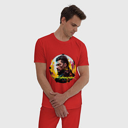 Пижама хлопковая мужская Cyberpunk, Luxury agario style, цвет: красный — фото 2