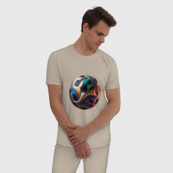 Пижама хлопковая мужская Мяч лидера, цвет: миндальный — фото 2