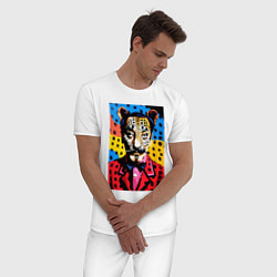 Пижама хлопковая мужская Леопард Сальвадор Дали, цвет: белый — фото 2