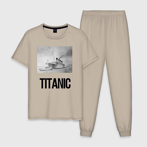 Мужская пижама Титаник рисунок / Миндальный – фото 1