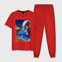 Пижама хлопковая мужская Сальвадор Дали: автопортрет, цвет: красный