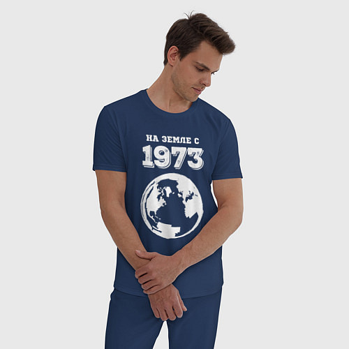 Мужская пижама На Земле с 1973 с краской на темном / Тёмно-синий – фото 3