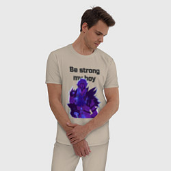 Пижама хлопковая мужская Be strong, my boy, цвет: миндальный — фото 2