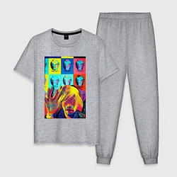 Пижама хлопковая мужская Andy Warhol and neural network - collaboration, цвет: меланж