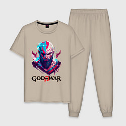 Пижама хлопковая мужская God of War, Kratos, цвет: миндальный