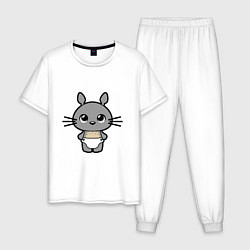 Пижама хлопковая мужская Baby Totoro, цвет: белый