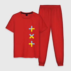 Пижама хлопковая мужская TXT vertical logo, цвет: красный