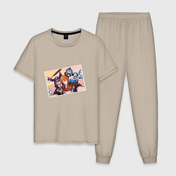 Пижама хлопковая мужская Тарталья из Genshin Impact, цвет: миндальный