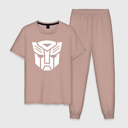 Пижама хлопковая мужская Знак Трансформера, цвет: пыльно-розовый