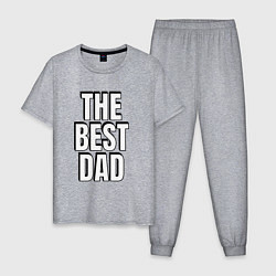 Мужская пижама The best dad белая надпись с тенью