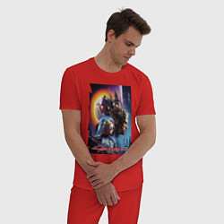 Пижама хлопковая мужская Cyberpunk 2077 - characters - neural network, цвет: красный — фото 2