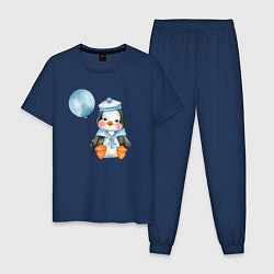 Мужская пижама Пингвин с синим шариком