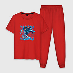 Пижама хлопковая мужская Кирито в сражении, цвет: красный