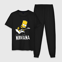 Пижама хлопковая мужская Нирвана Барт Симпсон рокер, цвет: черный