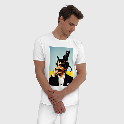 Мужская пижама Salvador Dali and black cat / Белый – фото 3