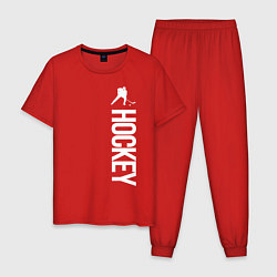 Пижама хлопковая мужская Hockey, цвет: красный