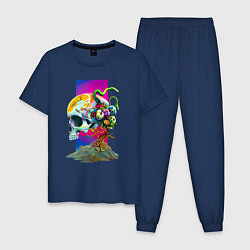 Пижама хлопковая мужская Череп Сальвадора Дали, цвет: тёмно-синий