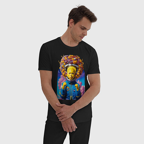 Мужская пижама Барт Симпсон в скафандре - нейросеть - фантазия / Черный – фото 3