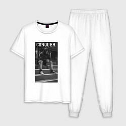 Пижама хлопковая мужская Cbum conquer Крис Бамстед, цвет: белый