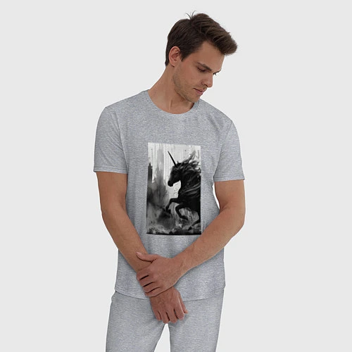 Мужская пижама Мрачный единорог / Меланж – фото 3