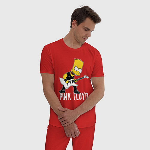 Мужская пижама Pink Floyd Барт Симпсон рокер / Красный – фото 3