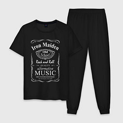 Пижама хлопковая мужская Iron Maiden в стиле Jack Daniels, цвет: черный