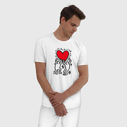 Пижама хлопковая мужская Big heart, цвет: белый — фото 2
