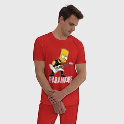 Пижама хлопковая мужская Paramore Барт Симпсон рокер, цвет: красный — фото 2