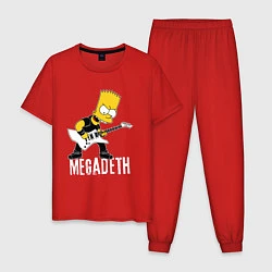 Пижама хлопковая мужская Megadeth Барт Симпсон рокер, цвет: красный