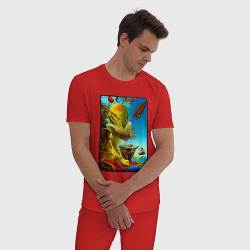 Мужская пижама Imitating Salvador Dali - neural network - surreal / Красный – фото 3