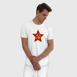 Пижама хлопковая мужская СССР звезда, цвет: белый — фото 2