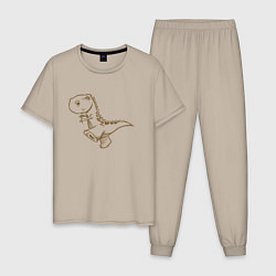 Мужская пижама Шагающий рисованный динозавр