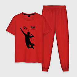 Пижама хлопковая мужская FIVB - международная федерация волейбола, цвет: красный