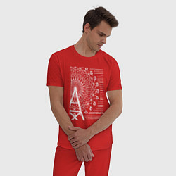 Пижама хлопковая мужская Колесо обозрения мандала, цвет: красный — фото 2