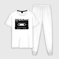 Пижама хлопковая мужская Old school music, цвет: белый