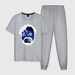Пижама хлопковая мужская Космический Миядзаки, цвет: меланж