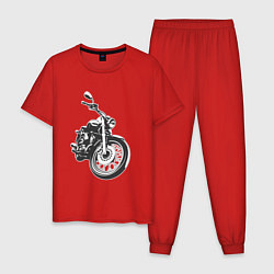 Пижама хлопковая мужская Мотоцикл Yamaha, цвет: красный