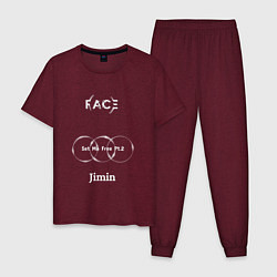 Пижама хлопковая мужская JIMIN FACE Set Me Free, цвет: меланж-бордовый