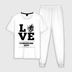 Пижама хлопковая мужская Cyberpunk 2077 love classic, цвет: белый