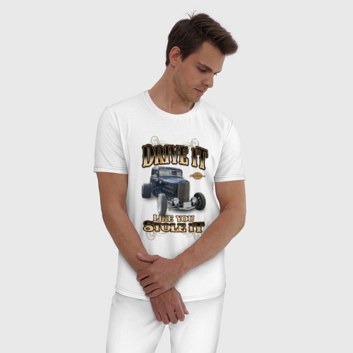 Мужская пижама Классический хот род Ford / Белый – фото 3