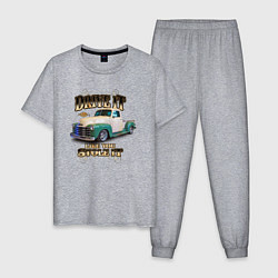 Пижама хлопковая мужская Классический пикап Chevrolet Thriftmaster, цвет: меланж