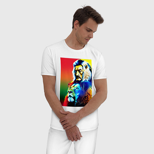 Мужская пижама Salvador Dali and lion / Белый – фото 3