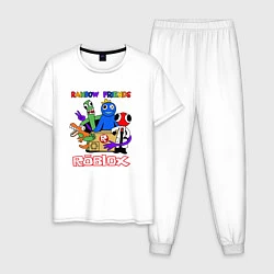 Пижама хлопковая мужская Радужные друзья - монстры Роблокс, цвет: белый