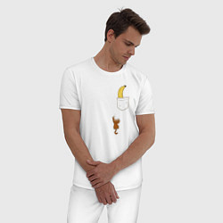 Пижама хлопковая мужская В карман за бананом, цвет: белый — фото 2